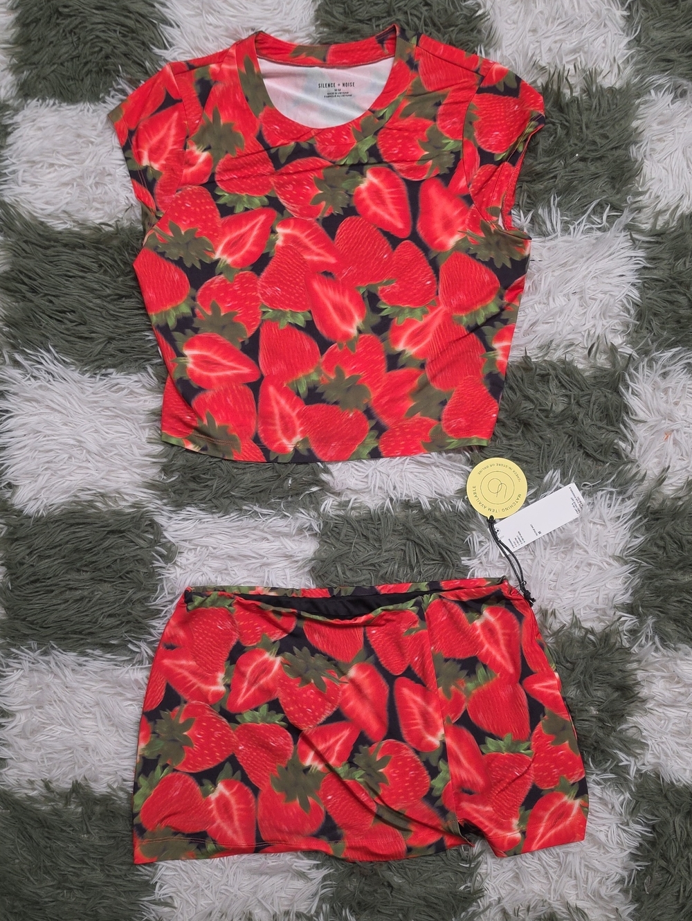 NWT Silence + Noise Strawberry Skort Set